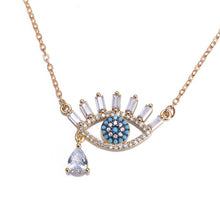 Load image into Gallery viewer, women's initial cz necklace rainbow zircon eye heart copper pendent necklace jewelry for women long snake chain mom's gift