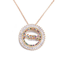 Load image into Gallery viewer, women's initial cz necklace rainbow zircon eye heart copper pendent necklace jewelry for women long snake chain mom's gift