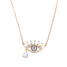 Load image into Gallery viewer, women's initial cz necklace rainbow zircon eye heart copper pendent necklace jewelry for women long snake chain mom's gift