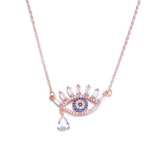 Load image into Gallery viewer, women's initial cz necklace rainbow zircon eye heart copper pendent necklace jewelry for women long snake chain mom's gift