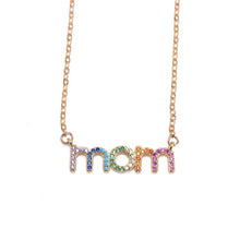 Load image into Gallery viewer, women's initial cz necklace rainbow zircon eye heart copper pendent necklace jewelry for women long snake chain mom's gift