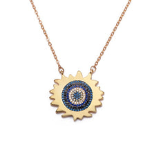 Load image into Gallery viewer, women's initial cz necklace rainbow zircon eye heart copper pendent necklace jewelry for women long snake chain mom's gift