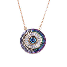 Load image into Gallery viewer, women's initial cz necklace rainbow zircon eye heart copper pendent necklace jewelry for women long snake chain mom's gift