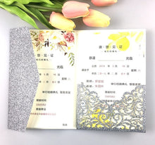 Load image into Gallery viewer, Free Drop Shipping Sample White blue Laser Cut tri-fold Wedding Invitation Cards Kit Personalized Pocket Invite Customized RSVP