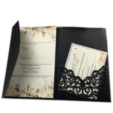 Load image into Gallery viewer, Free Drop Shipping Sample White blue Laser Cut tri-fold Wedding Invitation Cards Kit Personalized Pocket Invite Customized RSVP