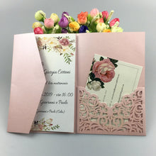 Load image into Gallery viewer, Free Drop Shipping Sample White blue Laser Cut tri-fold Wedding Invitation Cards Kit Personalized Pocket Invite Customized RSVP