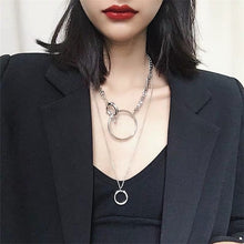 Load image into Gallery viewer, HUANZHI 2019 New Personality Cross Square Metal Multilayer Hip hop Long Chain Cool Simple Necklace For Women men Jewelry Gifts