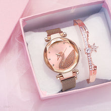 Load image into Gallery viewer, Fashion bracelet and watch women magnet quartz watch swan lazy watch female luxury diamond starry Milan with ladies quartz watch