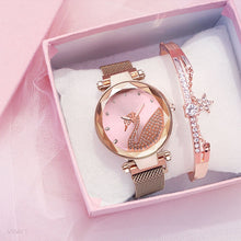 Load image into Gallery viewer, Fashion bracelet and watch women magnet quartz watch swan lazy watch female luxury diamond starry Milan with ladies quartz watch