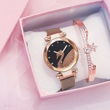 Load image into Gallery viewer, Fashion bracelet and watch women magnet quartz watch swan lazy watch female luxury diamond starry Milan with ladies quartz watch