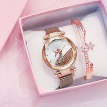 Load image into Gallery viewer, Fashion bracelet and watch women magnet quartz watch swan lazy watch female luxury diamond starry Milan with ladies quartz watch