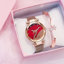 Load image into Gallery viewer, Fashion bracelet and watch women magnet quartz watch swan lazy watch female luxury diamond starry Milan with ladies quartz watch