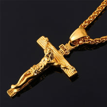 Load image into Gallery viewer, Religious Jesus Cross Necklace for Men 2019 New Fashion Gold and Silver Cross Pendent with Chain Necklace Jewelry Gifts for Men