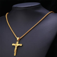 Load image into Gallery viewer, Religious Jesus Cross Necklace for Men 2019 New Fashion Gold and Silver Cross Pendent with Chain Necklace Jewelry Gifts for Men