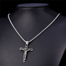 Load image into Gallery viewer, Religious Jesus Cross Necklace for Men 2019 New Fashion Gold and Silver Cross Pendent with Chain Necklace Jewelry Gifts for Men