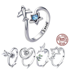 Load image into Gallery viewer, BISAER Real 925 Sterling Silver Female Travel Dream Plane Adjustable Finger Rings for Women Sterling Silver Jewelry S925 GXR322