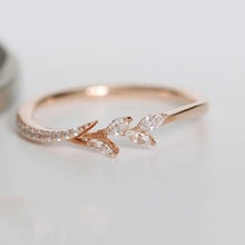 Load image into Gallery viewer, Leaf Crystal Engagement Rings Women's Eternity Wedding Band Rings For Female Rose Gold Rings Jewelry Gifts