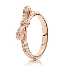 Load image into Gallery viewer, NEW Rose Gold Romantic Bowknot Crown Rings for Women With Clear Crystal Fine Finger Ring Wedding Jewelry Gift Special Offer