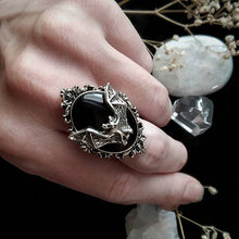 Load image into Gallery viewer, Gothic Vampire Bat Ring Gothic Witch Ring Pendant Victorian Pagan Jewelry for Bat Lover Adjustable Bat Cameo Rings O5P543