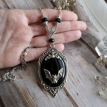 Load image into Gallery viewer, Gothic Vampire Bat Ring Gothic Witch Ring Pendant Victorian Pagan Jewelry for Bat Lover Adjustable Bat Cameo Rings O5P543