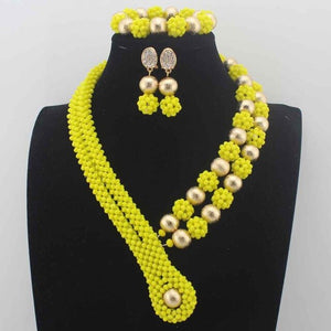2019Latest Nigerian wedding Party Beads Women Choker Necklace/Earrings Jewlery Set Blue Crystal African beads Jewelry SetsW14005