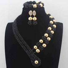 Load image into Gallery viewer, 2019Latest Nigerian wedding Party Beads Women Choker Necklace/Earrings Jewlery Set Blue Crystal African beads Jewelry SetsW14005