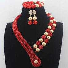 Load image into Gallery viewer, 2019Latest Nigerian wedding Party Beads Women Choker Necklace/Earrings Jewlery Set Blue Crystal African beads Jewelry SetsW14005