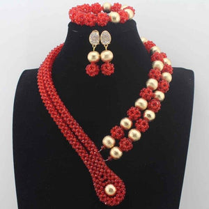 2019Latest Nigerian wedding Party Beads Women Choker Necklace/Earrings Jewlery Set Blue Crystal African beads Jewelry SetsW14005