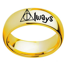 Load image into Gallery viewer, Harry Hogwarts Ring The Deathly Hallows Symbols Finger Ring Trendy Simple Titanium Metal Jewelry Cute Fashion Gifts for Unisex