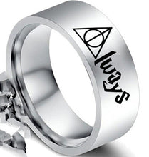 Load image into Gallery viewer, Harry Hogwarts Ring The Deathly Hallows Symbols Finger Ring Trendy Simple Titanium Metal Jewelry Cute Fashion Gifts for Unisex