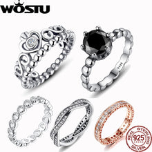 Load image into Gallery viewer, WOSTU Hot Sale 100% Real 925 Sterling Silver Crown Simple Rings Compatible With Original WST Lucky Ring Jewelry Dropshopping
