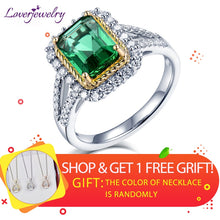 Load image into Gallery viewer, Emerald Rings For Women Real 18k White Gold 2Ct Natural Emerald VS Diamonds Lady Party Engagement Classic Ring Jewelry In Stock