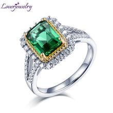 Load image into Gallery viewer, Emerald Rings For Women Real 18k White Gold 2Ct Natural Emerald VS Diamonds Lady Party Engagement Classic Ring Jewelry In Stock