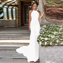 Load image into Gallery viewer, Verngo Mermaid Simple Wedding Dress Ivory Stain Wedding Gowns Elegant Backless Bride Dress Vestido De Noiva Sereia