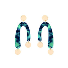 Load image into Gallery viewer, Banny Pink Irregular U Shape Stud Earrings Bohemia Color Block Tortoiseshell Earrings Geometric Round Statement Pendant Earrings