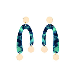Banny Pink Irregular U Shape Stud Earrings Bohemia Color Block Tortoiseshell Earrings Geometric Round Statement Pendant Earrings
