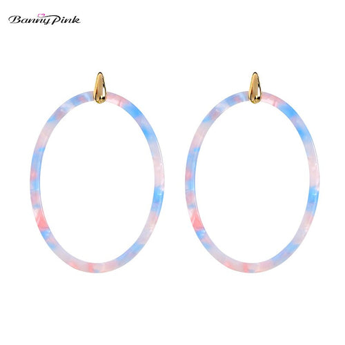 Banny Pink Boho Fashion Big Earrings Large Color Block leopard-Print Tortoishell Earrings Geometric Oval New Women Stud Earrings