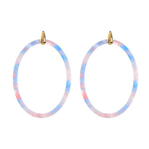 Banny Pink Boho Fashion Big Earrings Large Color Block leopard-Print Tortoishell Earrings Geometric Oval New Women Stud Earrings