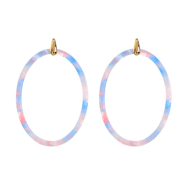 Banny Pink Boho Fashion Big Earrings Large Color Block leopard-Print Tortoishell Earrings Geometric Oval New Women Stud Earrings
