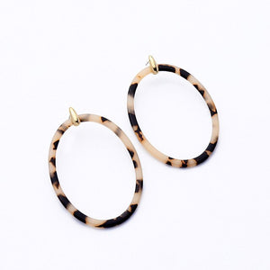 Banny Pink Boho Fashion Big Earrings Large Color Block leopard-Print Tortoishell Earrings Geometric Oval New Women Stud Earrings
