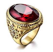 Load image into Gallery viewer, XIAGAO Cool Punk Real 316L stainless steel Red Ring Men's big red Crystal red stones Finger Rings for man Gothic Casting Ring