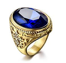 Load image into Gallery viewer, XIAGAO Cool Punk Real 316L stainless steel Red Ring Men's big red Crystal red stones Finger Rings for man Gothic Casting Ring