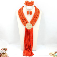 Load image into Gallery viewer, Exclusive Nigerian Wedding African Beads Jewelry Set Bridal Lace Jewlery Gold Crystal Beads Women Necklace Free Shipping ABF473