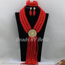 Load image into Gallery viewer, Exclusive Nigerian Wedding African Beads Jewelry Set Bridal Lace Jewlery Gold Crystal Beads Women Necklace Free Shipping ABF473