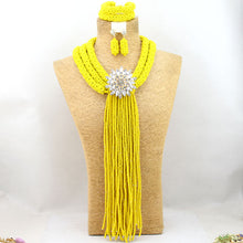 Load image into Gallery viewer, Exclusive Nigerian Wedding African Beads Jewelry Set Bridal Lace Jewlery Gold Crystal Beads Women Necklace Free Shipping ABF473