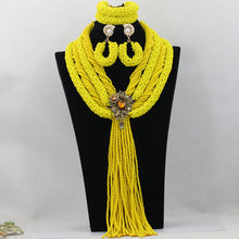 Load image into Gallery viewer, Exclusive Nigerian Wedding African Beads Jewelry Set Bridal Lace Jewlery Gold Crystal Beads Women Necklace Free Shipping ABF473