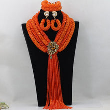 Load image into Gallery viewer, Exclusive Nigerian Wedding African Beads Jewelry Set Bridal Lace Jewlery Gold Crystal Beads Women Necklace Free Shipping ABF473