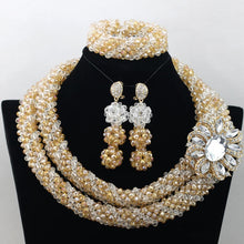 Load image into Gallery viewer, Latest New Silver Crystal Beads Lace Jewlery African Beads Jewelry Set Nigerian Wedding Party Necklace Set Free Shipping ABF492