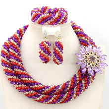 Load image into Gallery viewer, Latest New Silver Crystal Beads Lace Jewlery African Beads Jewelry Set Nigerian Wedding Party Necklace Set Free Shipping ABF492