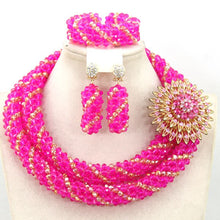 Load image into Gallery viewer, Latest New Silver Crystal Beads Lace Jewlery African Beads Jewelry Set Nigerian Wedding Party Necklace Set Free Shipping ABF492